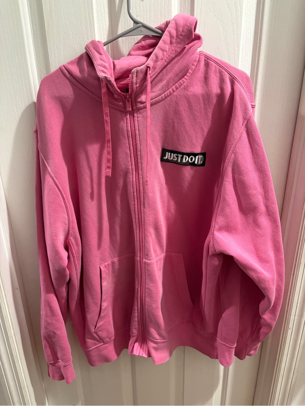 Nike Pink Zip-Up Hoodie with 'Just Do It' Patch